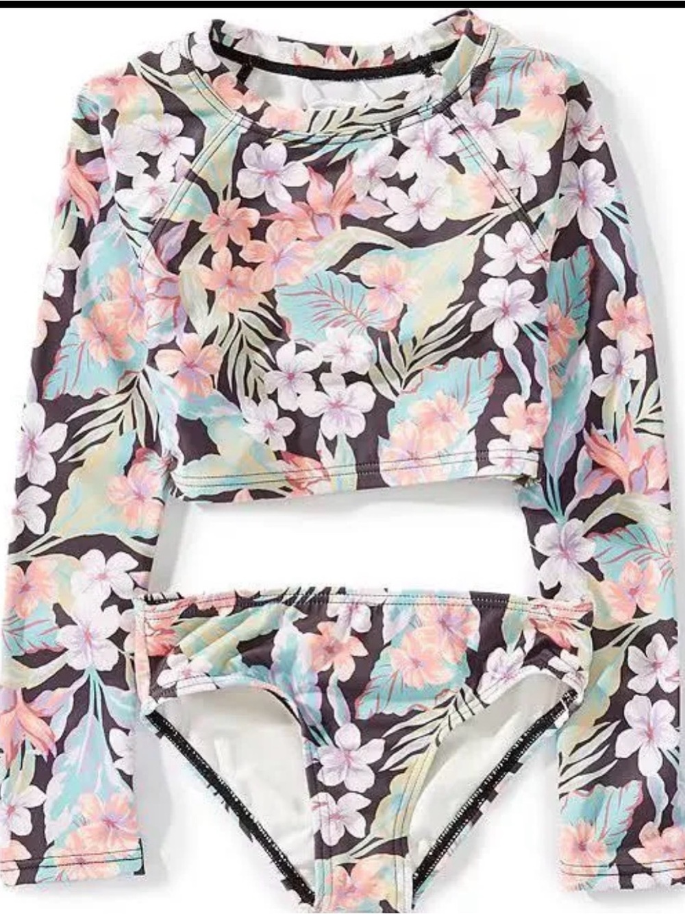 NWOT Billabong Girls Sunshine Diaries Crop Rashguard 2 piece Sz 14